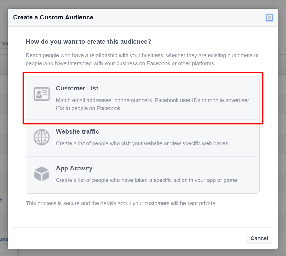 Facebook Custom Audience - Email List